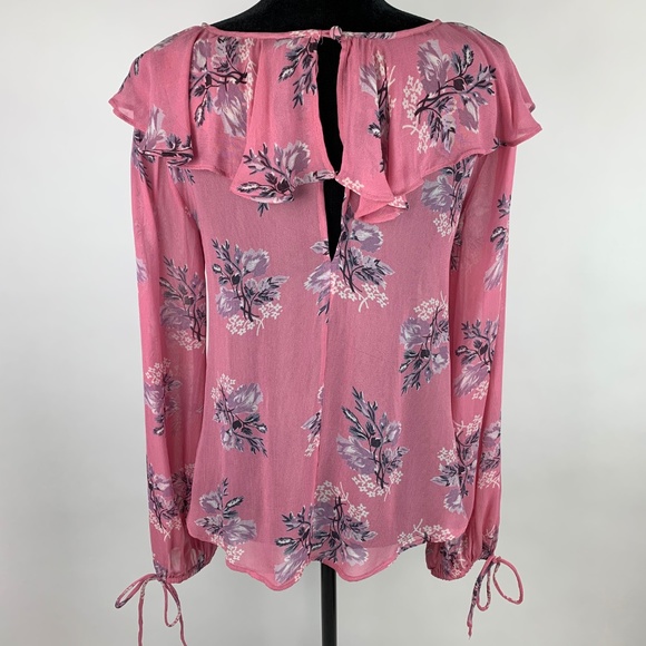 ⚡️[TOPSHOP] Pink Floral Ruffle Blouse | Size 2 - Picture 6 of 9